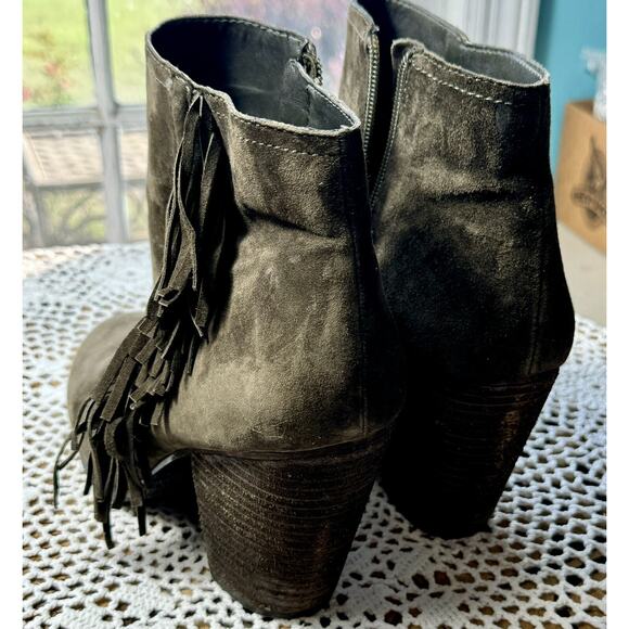 Vince Camuto Ladies Brown Leather Suede Fringe Tassel Bootie Size 8.5 Wide 787 - Picture 8 of 10